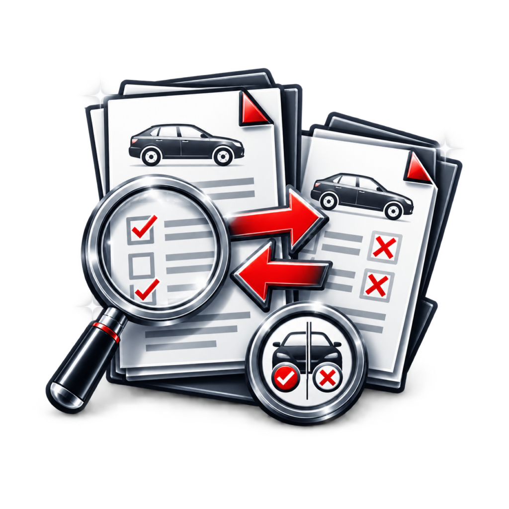 Expertise contradictoire automobile – comparaison de dossiers et analyse technique.